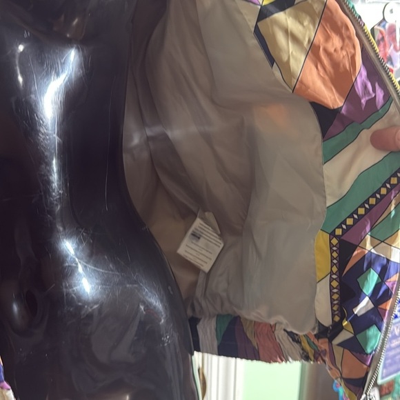 Emilio Pucci Firenze Colorful Abstract Nylon Bomber Jacket Winter Size I 36 US S - Picture 8 of 14